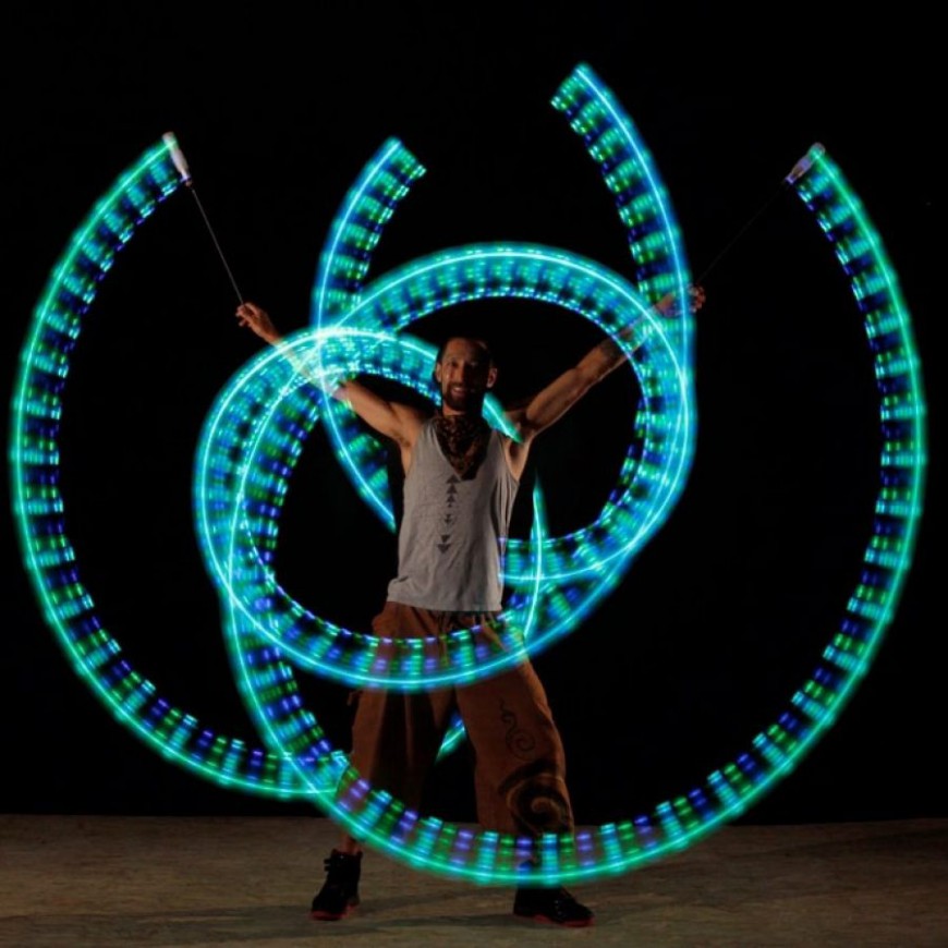 Balles LED Poi Lumineuses – Lot De 2, 9 Modes Couleur, Corde Réglable