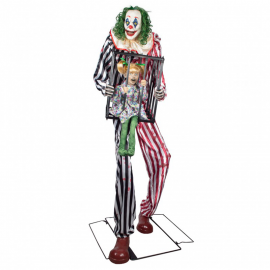 Automate clown géant avec fille en cage Halloween