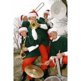 Musiciens déguisés en lutins - Orchestre thème Noël à Lyon - Jazz Swing - Musiciens aux couleurs de noël