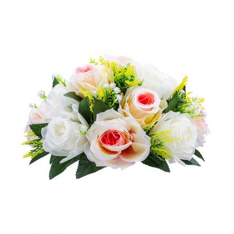Boule de fleurs artificielle ovale roses blanches