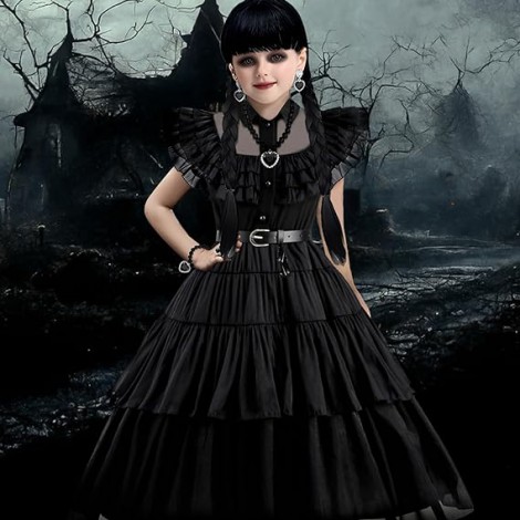 Mercredi Addams robe Cosplay pour fille enfants robes gothiques