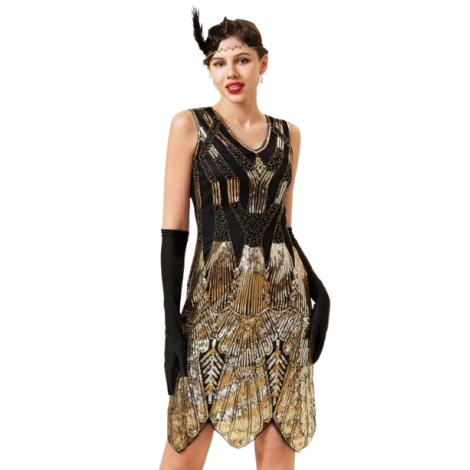 Robe Gatsby dorée années 20