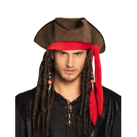 Chapeau de Pirate avec perruque dreadlocks adultes