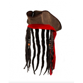 Chapeau de Pirate avec perruque dreadlocks adultes