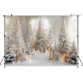 location-toile-décor-enneigé-sapin-de-noel-blanc-decor-photo-lyon-theme-noel-blanc-or-doree-bougies-neige-moderne