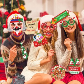location, Pièces Accessoires Photobooth Noël - Cadre, Props, Père Noël, Renne, Bonhomme de Neige, Lunettes - Pour Décoration Lyo