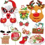 location, Pièces Accessoires Photobooth Noël - Cadre, Props, Père Noël, Renne, Bonhomme de Neige, Lunettes - Pour Décoration Lyo