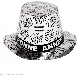 Chapeau Haut de Forme Unisexe Adulte Bonne Année, Chapeau festif réveillon du Nouvel an, Couleur Argenté ou Doré
