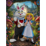 Mascotte lapin blanc d'Alice au pays des Merveilles