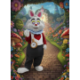 Mascotte lapin blanc d'Alice au pays des Merveilles