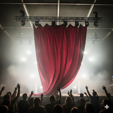Réalisation lâcher de rideau - Tombée de tissus - Location Kabuki Lyon