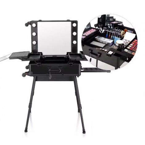 location table maquillage Lyon - Valise maquillage avec lumière - Poste maquillage - Studio maquillage - Make Up - Coiffeuse