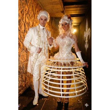 Robe à champagne - Animation robe porteuse flûte à champagne - thème XIX Siècle marquis de la renaissance - 