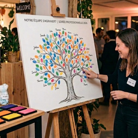 Arbre à emprunte sur Lyon - Wedding tree - Fingerprint tree ou Arbre de vie Livre d'or original pour soirée événementielle à Lyo