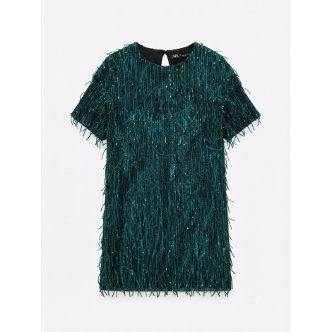 location-Robe-de-soirée-vert-sapin-brillante-paillette-courte-disco-lyon