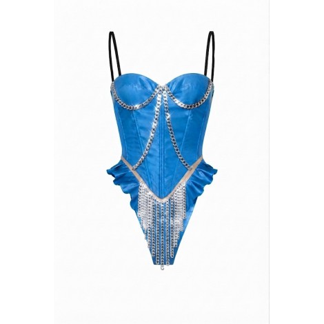 Location déguisement Claudettes de claude François Body Sexy bleu année 70 Lyon - Show dance