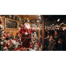 Automate Père Noël - Artiste mime et automate déguisé en Père Noêl