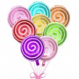 Réalisation de décoration Ballons bonbons - Bonbons Gonflabes - Sucres d'orges gonflables - Ballons sucette - Déco fête foraine