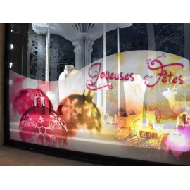 Peinture sur vitrine - Décoration vitrine peinture à la main Lyon - Illustration et dessins éphémère sur vitrine de magasin