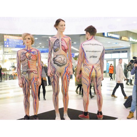Publicité ambulante attrayante sur Lyon - Body Painting personnalisé sur hommes et femmes - communication insolite